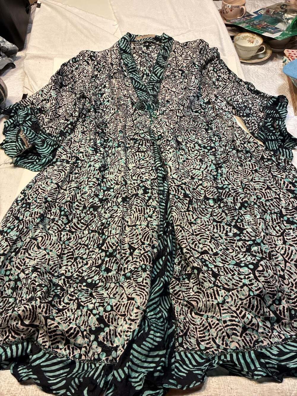 Gonita Batik Boutique Beaded V-Neck Maxi Dress - Picture 1 of 8